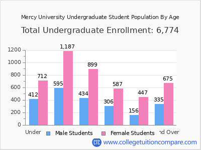 Mercy University 2025 Undergraduate Enrollment by Age chart