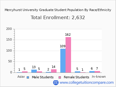 Mercyhurst University 2025 Graduate Enrollment by Gender and Race chart