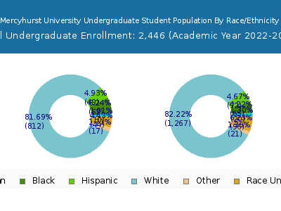 Mercyhurst University 2023 Undergraduate Enrollment by Gender and Race chart