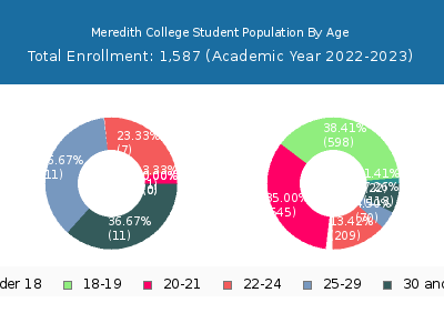 Meredith College 2023 Student Population Age Diversity Pie chart