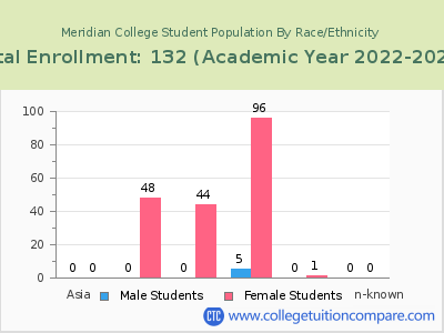 Meridian College 2023 Student Population by Gender and Race chart