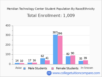 Meridian Technology Center 2025 Student Population by Gender and Race chart