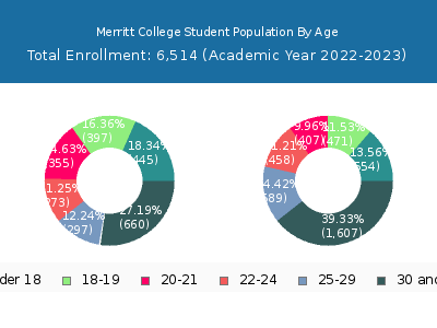Merritt College 2023 Student Population Age Diversity Pie chart