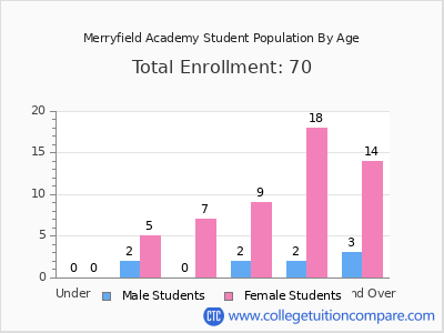 Merryfield Academy 2024 Student Population by Age chart