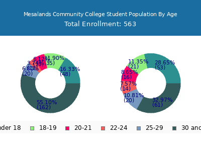 Mesalands Community College 2024 Student Population Age Diversity Pie chart