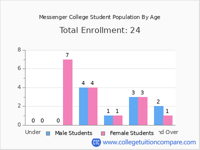 Messenger College 2024 Student Population by Age chart