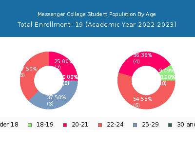 Messenger College 2023 Student Population Age Diversity Pie chart