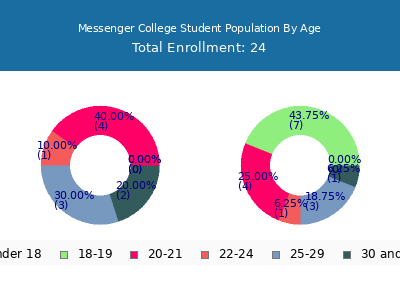 Messenger College 2024 Student Population Age Diversity Pie chart