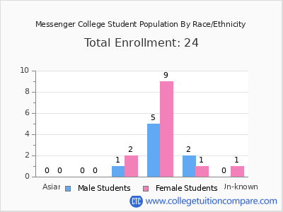 Messenger College 2025 Student Population by Gender and Race chart