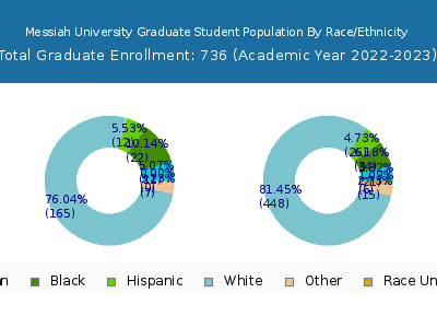 Messiah University 2023 Graduate Enrollment by Gender and Race chart