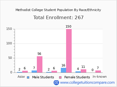 Methodist College 2025 Student Population by Gender and Race chart