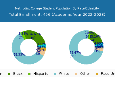 Methodist College 2023 Student Population by Gender and Race chart