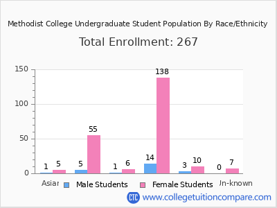 Methodist College 2025 Undergraduate Enrollment by Gender and Race chart