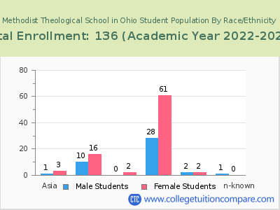 Methodist Theological School in Ohio 2023 Student Population by Gender and Race chart