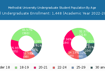 Methodist University 2023 Undergraduate Enrollment Age Diversity Pie chart