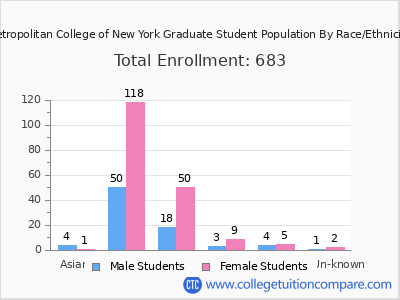 Metropolitan College of New York 2025 Graduate Enrollment by Gender and Race chart