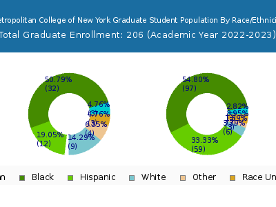 Metropolitan College of New York 2023 Graduate Enrollment by Gender and Race chart
