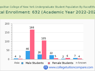 Metropolitan College of New York 2023 Undergraduate Enrollment by Gender and Race chart