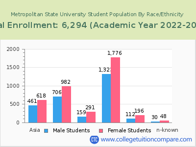 Metropolitan State University 2023 Student Population by Gender and Race chart