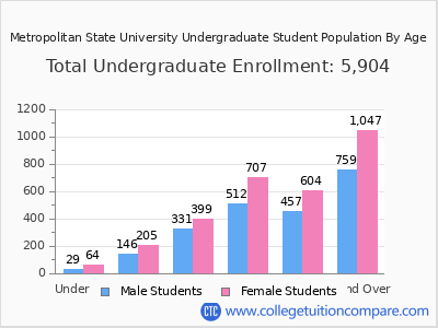 Metropolitan State University 2024 Undergraduate Enrollment by Age chart