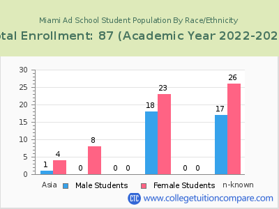 Miami Ad School 2023 Student Population by Gender and Race chart