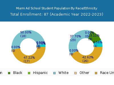 Miami Ad School 2023 Student Population by Gender and Race chart
