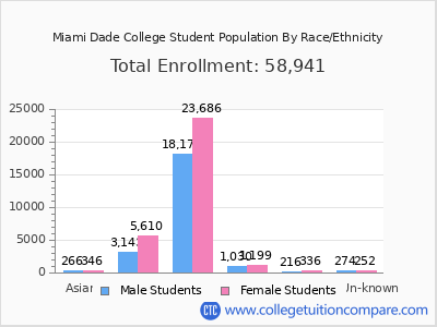 Miami Dade College 2025 Student Population by Gender and Race chart