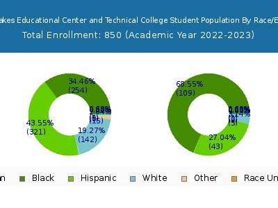 Miami Lakes Educational Center and Technical College 2023 Student Population by Gender and Race chart