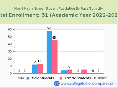 Miami Media School 2023 Student Population by Gender and Race chart