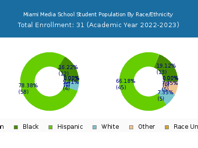 Miami Media School 2023 Student Population by Gender and Race chart