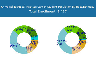 Universal Technical Institute-Canton 2025 Student Population by Gender and Race chart