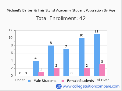 Michael's Barber & Hair Stylist Academy 2024 Student Population by Age chart