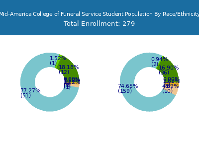 Mid-America College of Funeral Service 2025 Student Population by Gender and Race chart