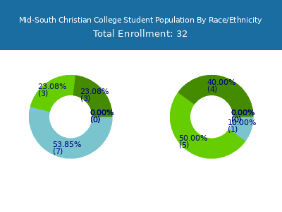 Mid-South Christian College 2025 Student Population by Gender and Race chart