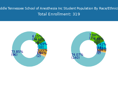 Middle Tennessee School of Anesthesia Inc 2025 Student Population by Gender and Race chart
