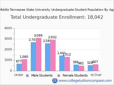 Middle Tennessee State University 2025 Undergraduate Enrollment by Age chart