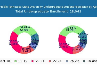 Middle Tennessee State University 2025 Undergraduate Enrollment Age Diversity Pie chart