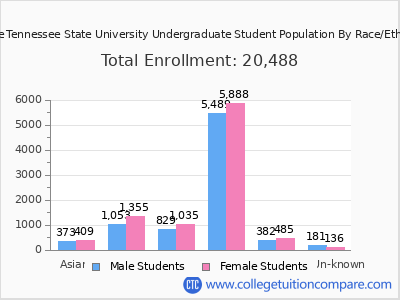 Middle Tennessee State University 2025 Undergraduate Enrollment by Gender and Race chart