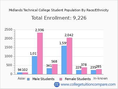 Midlands Technical College 2025 Student Population by Gender and Race chart
