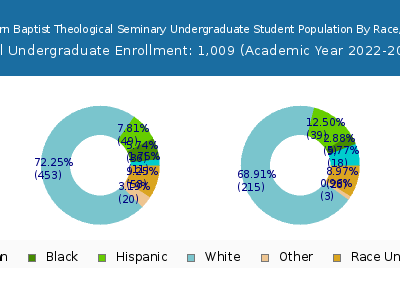 Midwestern Baptist Theological Seminary 2023 Undergraduate Enrollment by Gender and Race chart