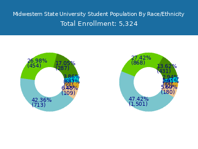 Midwestern State University 2025 Student Population by Gender and Race chart
