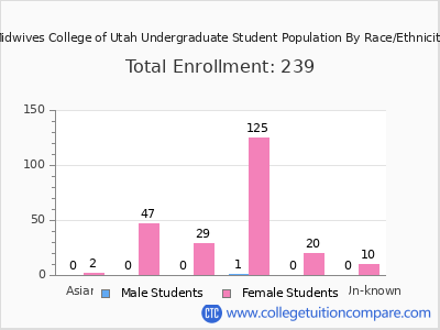 Midwives College of Utah 2025 Undergraduate Enrollment by Gender and Race chart