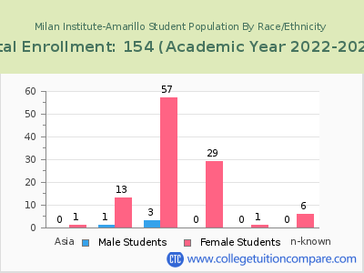 Milan Institute-Amarillo 2023 Student Population by Gender and Race chart