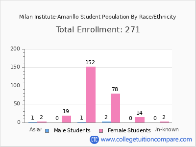 Milan Institute-Amarillo 2025 Student Population by Gender and Race chart