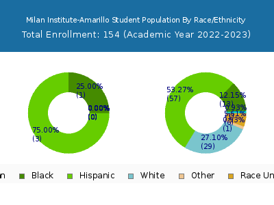 Milan Institute-Amarillo 2023 Student Population by Gender and Race chart