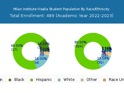 Milan Institute-Visalia 2023 Student Population by Gender and Race chart