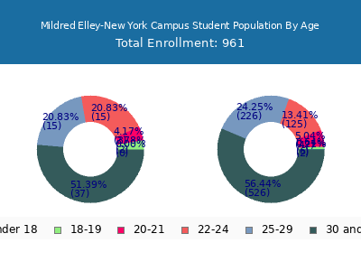 Mildred Elley-New York Campus 2024 Student Population Age Diversity Pie chart