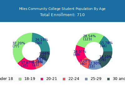 Miles Community College 2024 Student Population Age Diversity Pie chart
