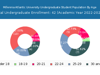 Millennia Atlantic University 2023 Undergraduate Enrollment Age Diversity Pie chart