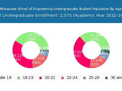 Milwaukee School of Engineering 2023 Undergraduate Enrollment Age Diversity Pie chart